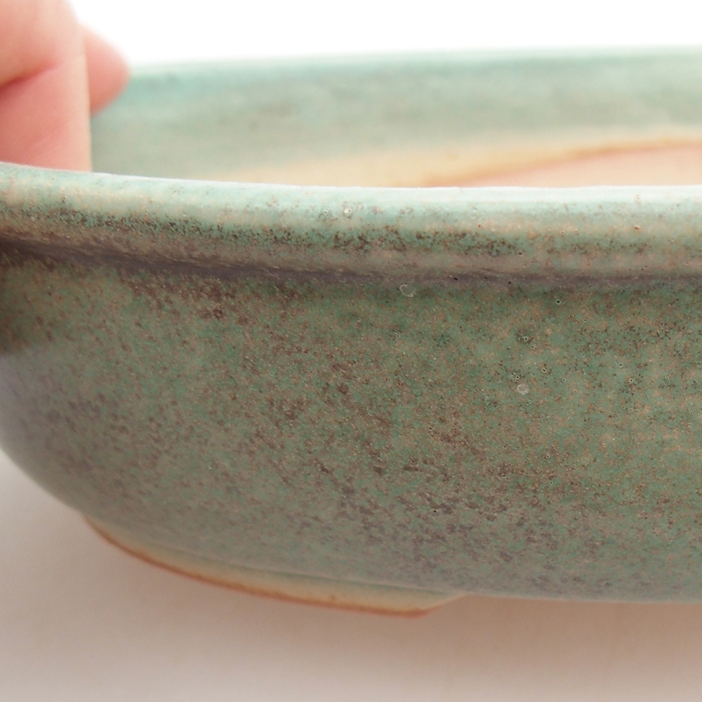 Ceramic bonsai bowl 21,5 x 17 x 5 cm, green