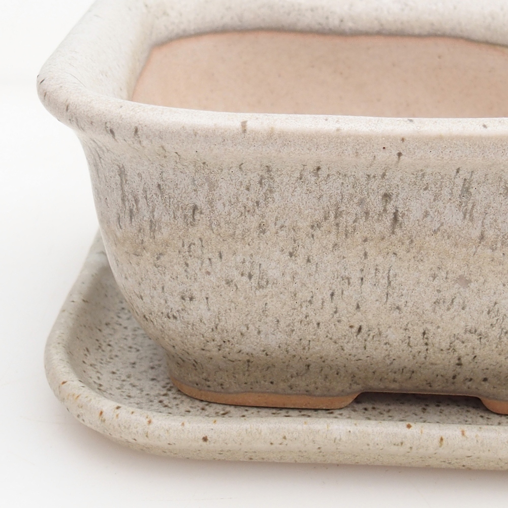 Bonsai bowl + saucer H38 - 12 x 10,5 x 5 cm. - beige