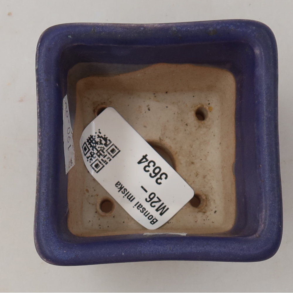 Ceramic bonsai pot, 6.5 x 6.5 x 5 cm, purple