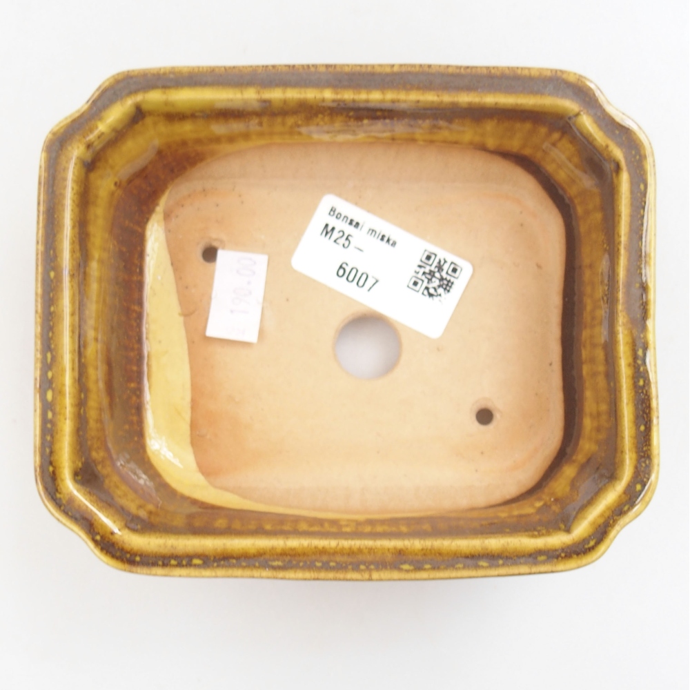 Ceramic bonsai bowl 13 x 10,5 x 4 cm, color yellow