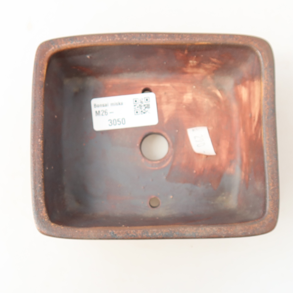 Ceramic bonsai pot, 13.5 x 11 x 5 cm, brown
