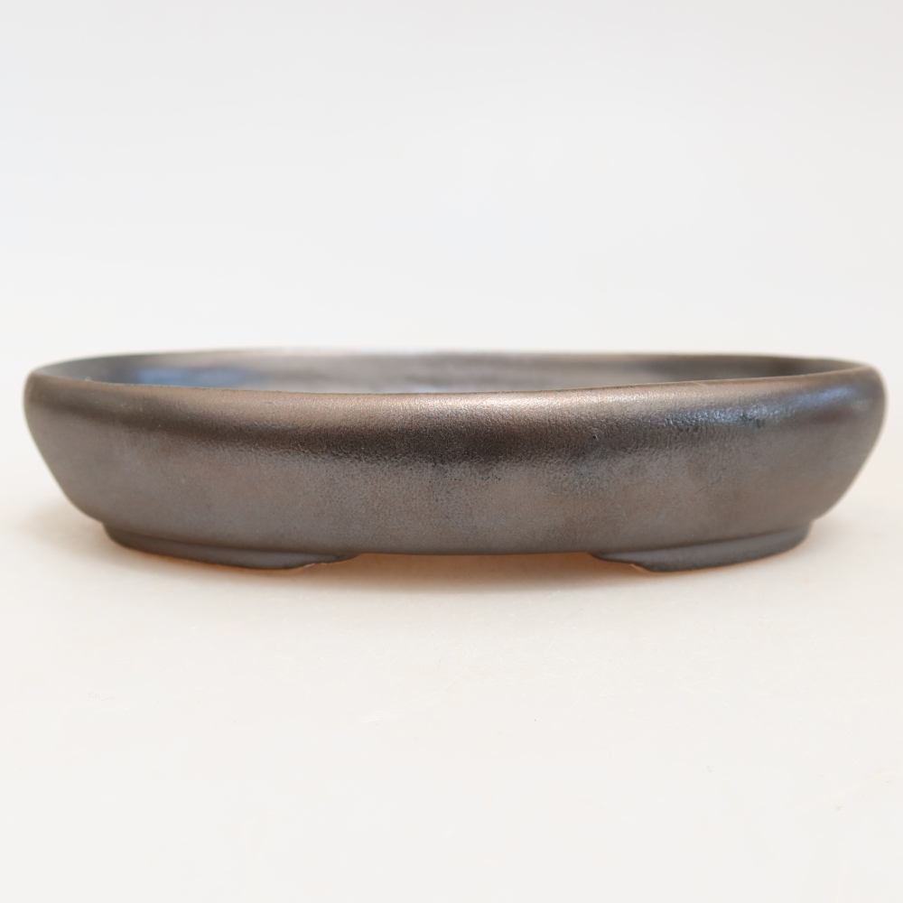 Ceramic bonsai pot, 13 x 9.5 x 2.5 cm, metallic color