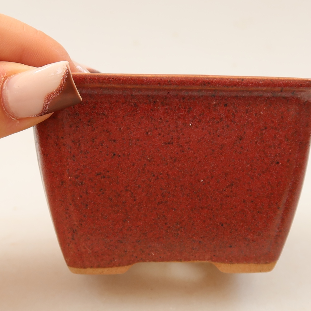 Ceramic bonsai pot, 8.5 x 8.5 x 5.5 cm, pink