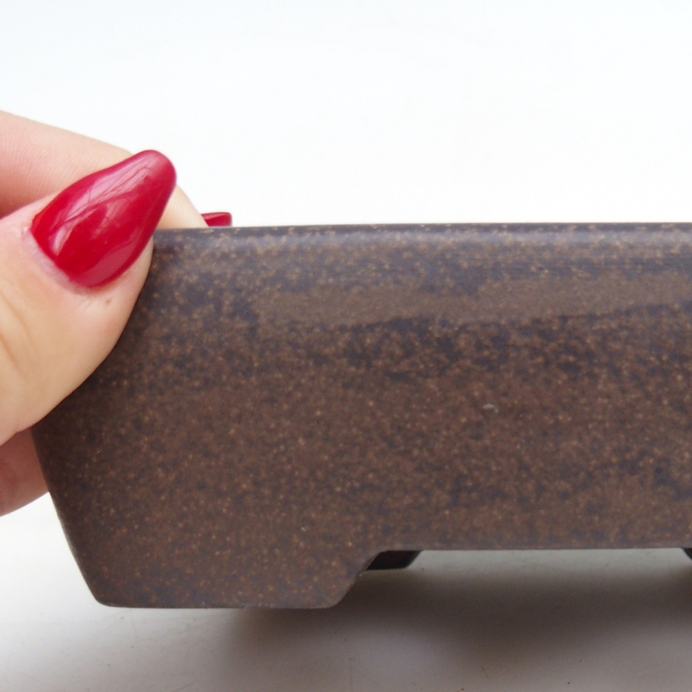 Ceramic bonsai bowl 14 x 10 x 4,5 cm, colour brownish ochre