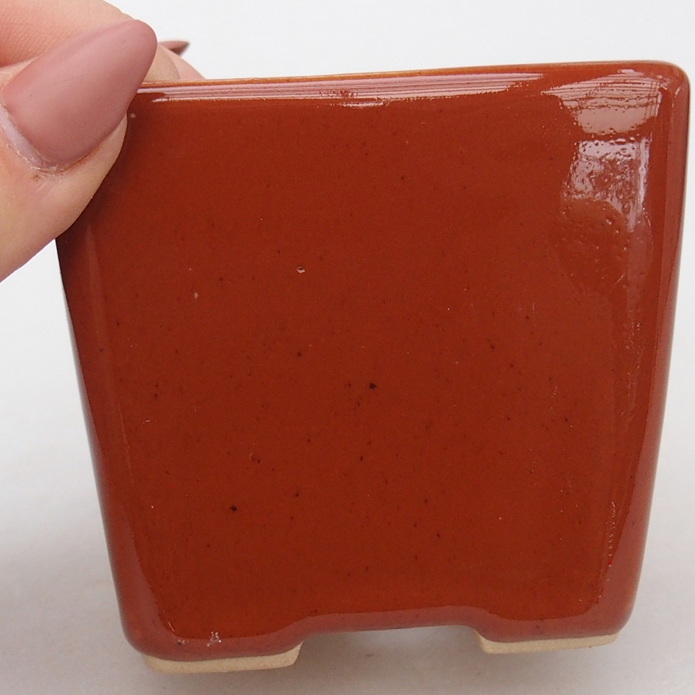 Ceramic bonsai bowl 7,5 x 7,5 x 7 cm, brown