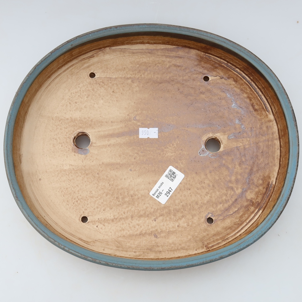 Ceramic bonsai pot, 31 x 27 x 4.5 cm, blue