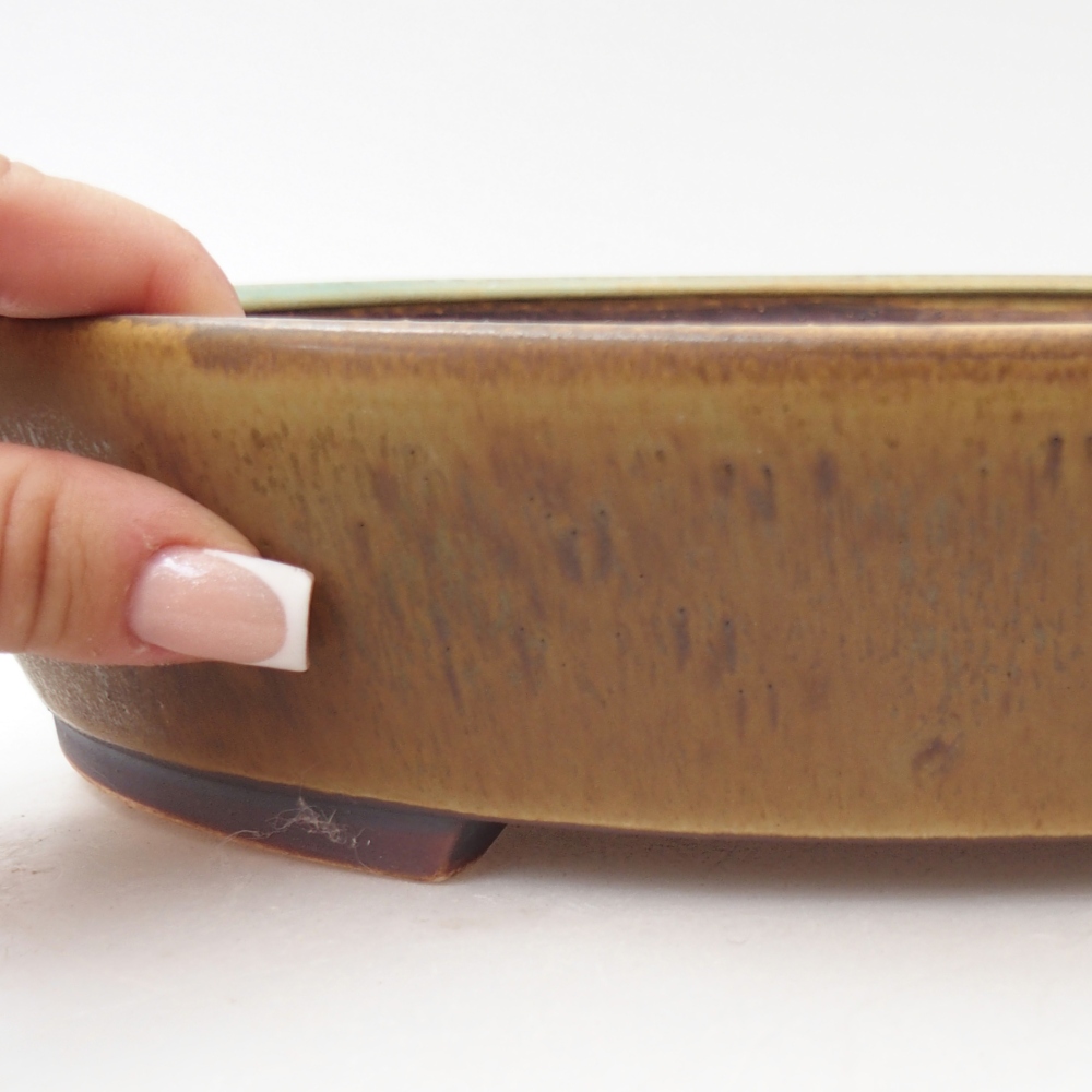 Ceramic bonsai bowl 28,5 x 25 x 6 cm, green