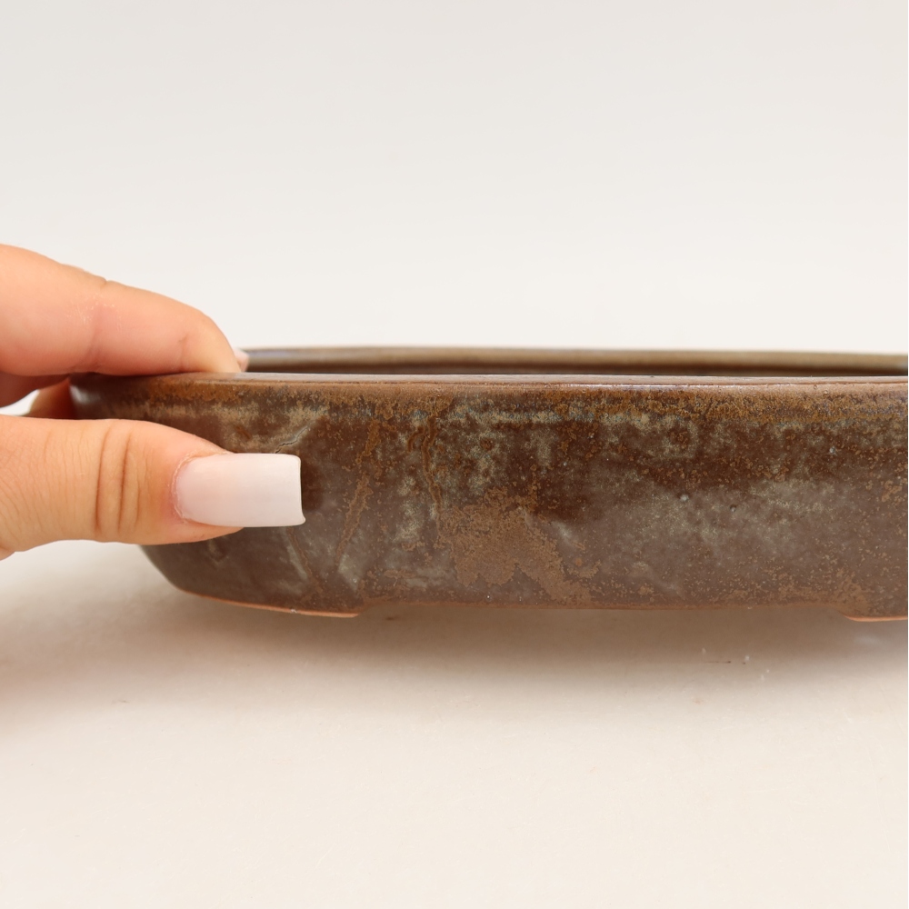 Ceramic bonsai bowl 22 x 17 x 4 cm, brown
