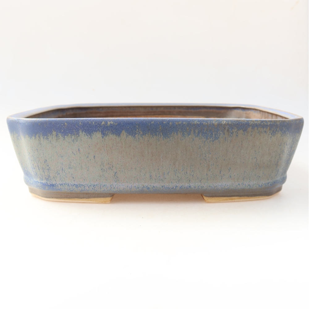 Ceramic bonsai pot, 25 x 21 x 6.5 cm, blue