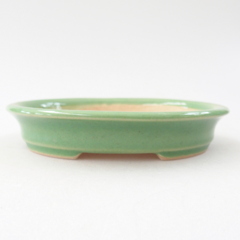Ceramic bonsai bowl 12,5 x 10,5 x 2 cm, green