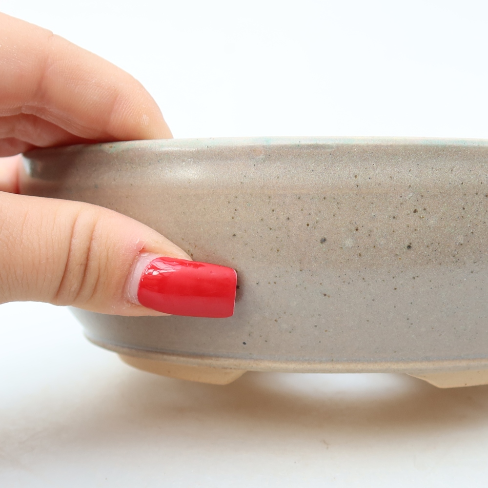 Ceramic bonsai pot, 16.5 x 16.5 x 5 cm, beige