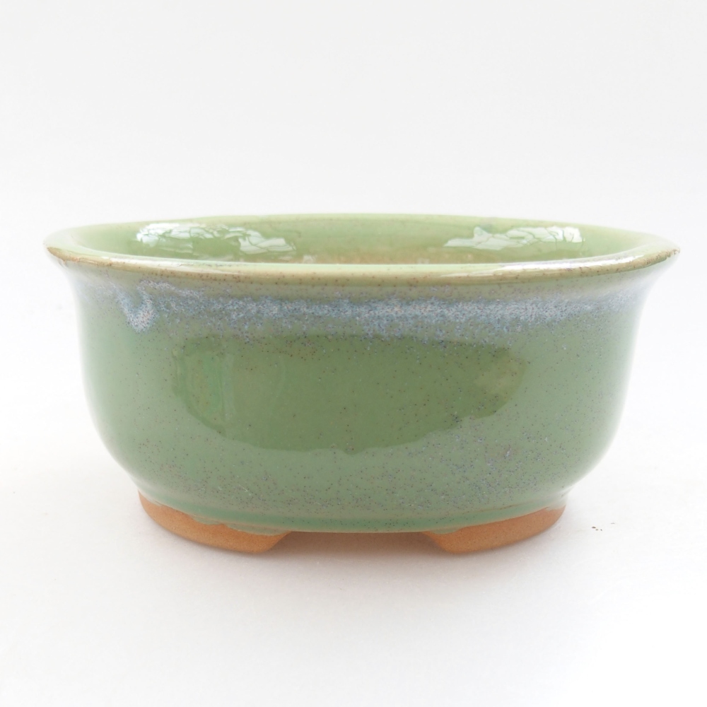 Ceramic bonsai bowl 12,5 x 10,5 x 5,5 cm, color green