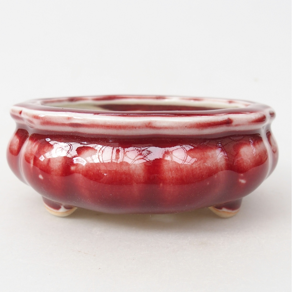 Ceramic bonsai bowl 10 x 10 x 4 cm, colour red