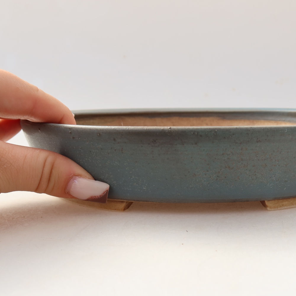 Ceramic bonsai pot, 21 x 19 x 4.5 cm, blue