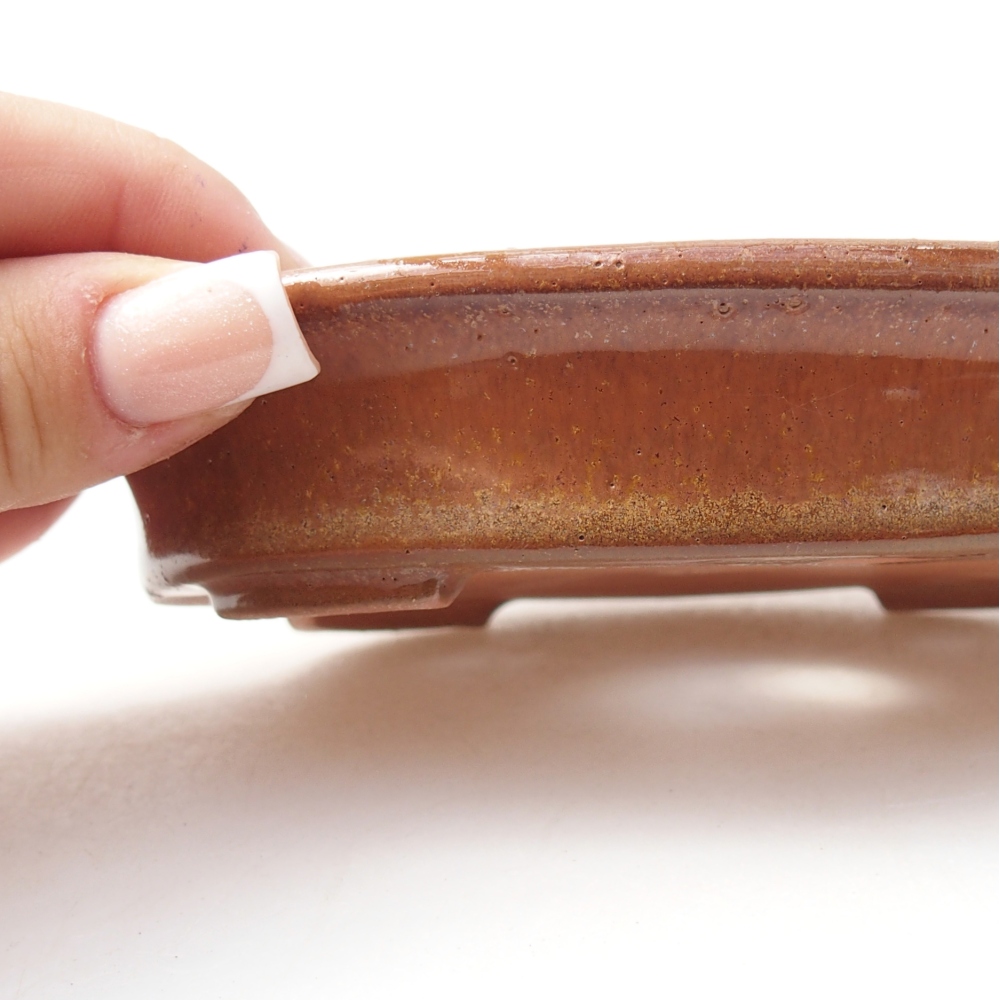 Ceramic bonsai bowl 13 x 10,5 x 3 cm, brown