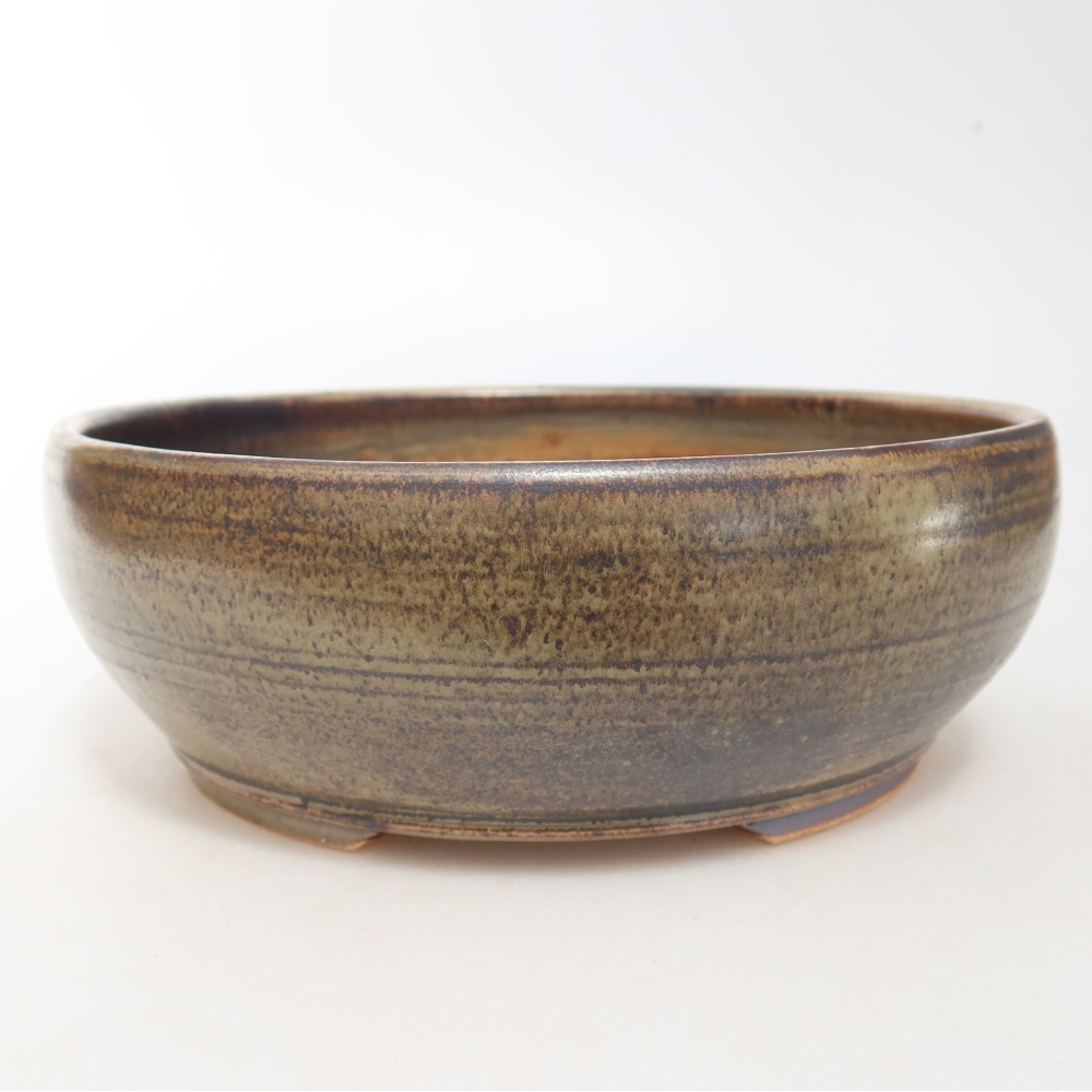 Ceramic bonsai pot, 19 x 19 x 6.5 cm, brown