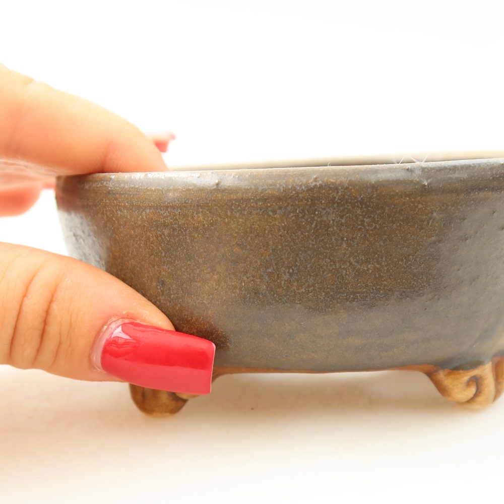 Ceramic bonsai pot, 10.5 x 10.5 x 4 cm, brown
