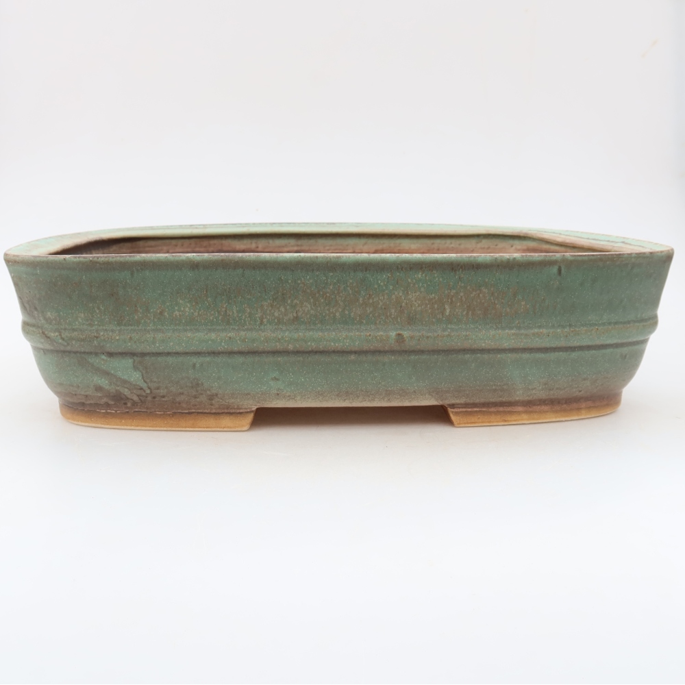 Ceramic bonsai pot, 30 x 24.5 x 7.5 cm, green