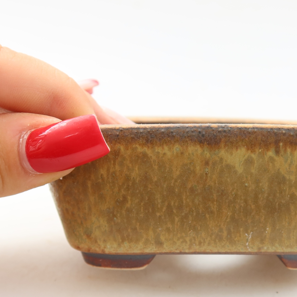 Ceramic bonsai pot, 10 x 8.5 x 4 cm, green