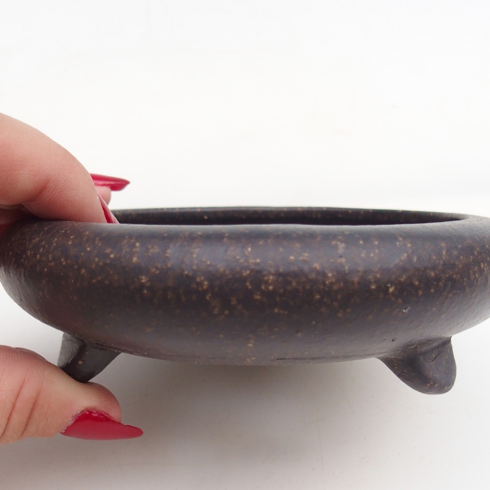 Ceramic bonsai bowl 11,5 x 11,5 x 4 cm, brownish ochre