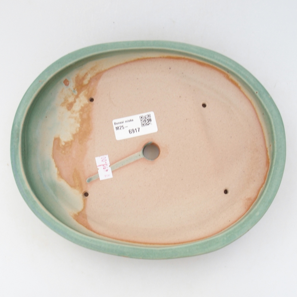 Ceramic bonsai bowl 24 x 19,5 x 4 cm, green