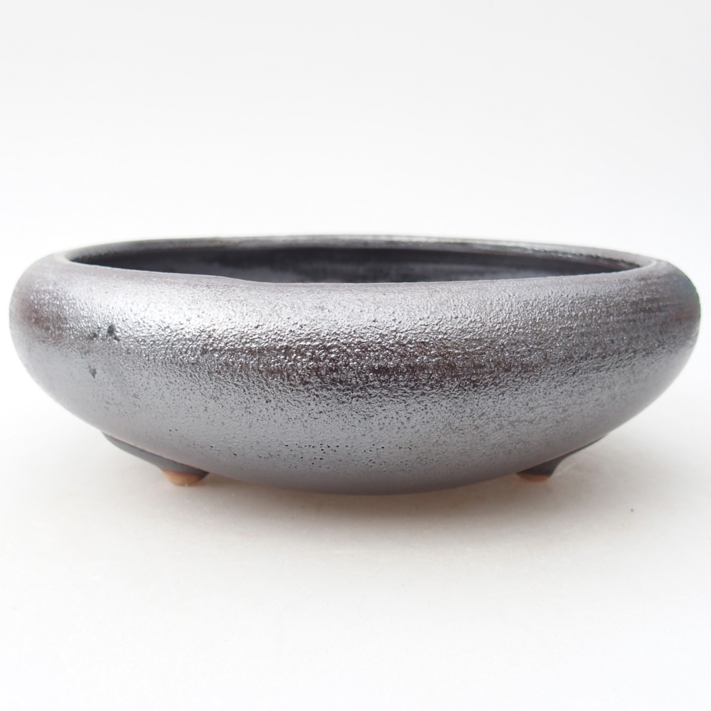 Ceramic bonsai bowl 20 x 20 x 7 cm, metal colour