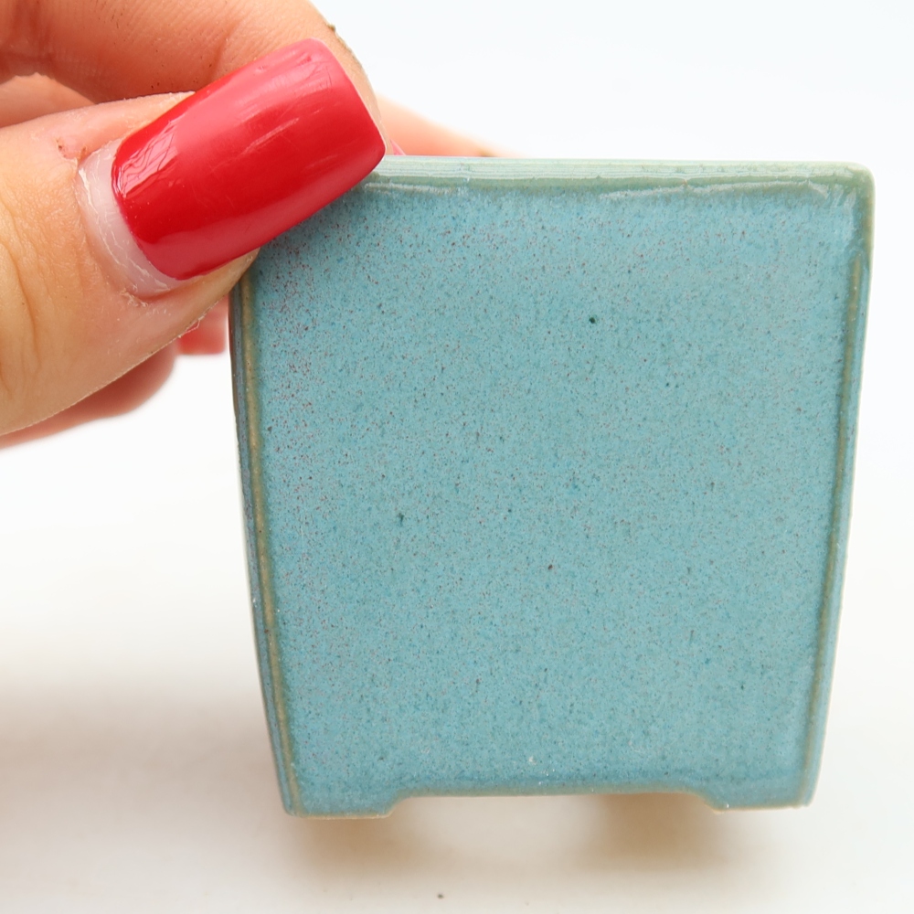Ceramic bonsai pot, 4.5 x 4.5 x 5 cm, blue