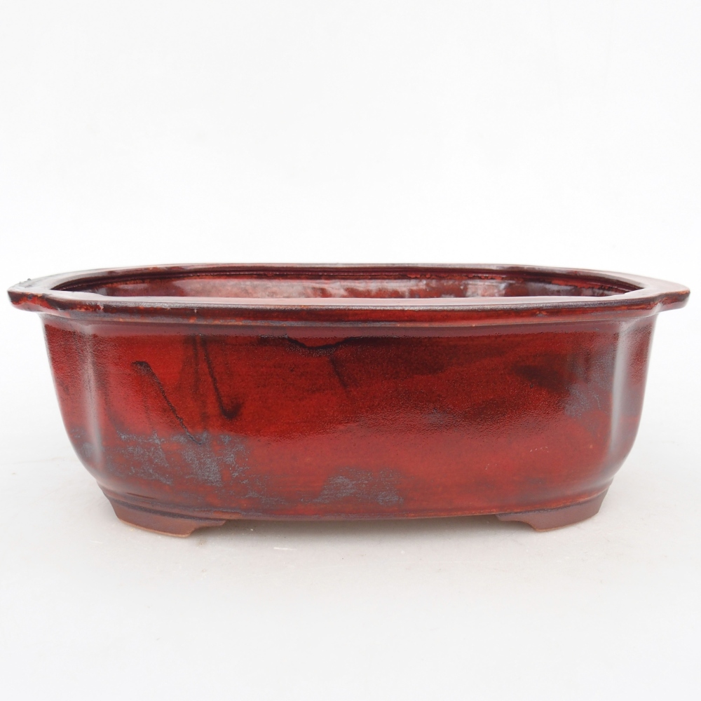 Ceramic bonsai bowl 22 x 18 x 7,5 cm, colour red