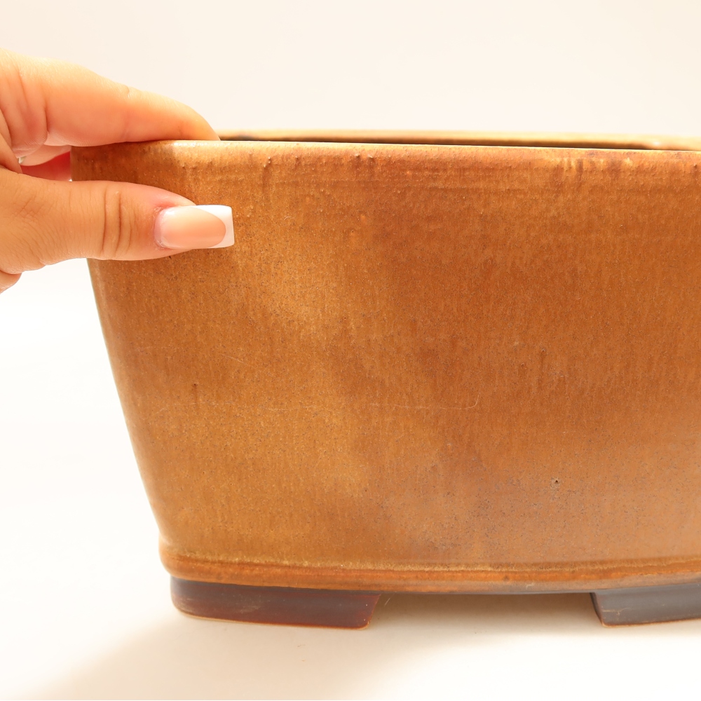Ceramic bonsai pot, 26.5 x 26.5 x 15.5 cm, brown