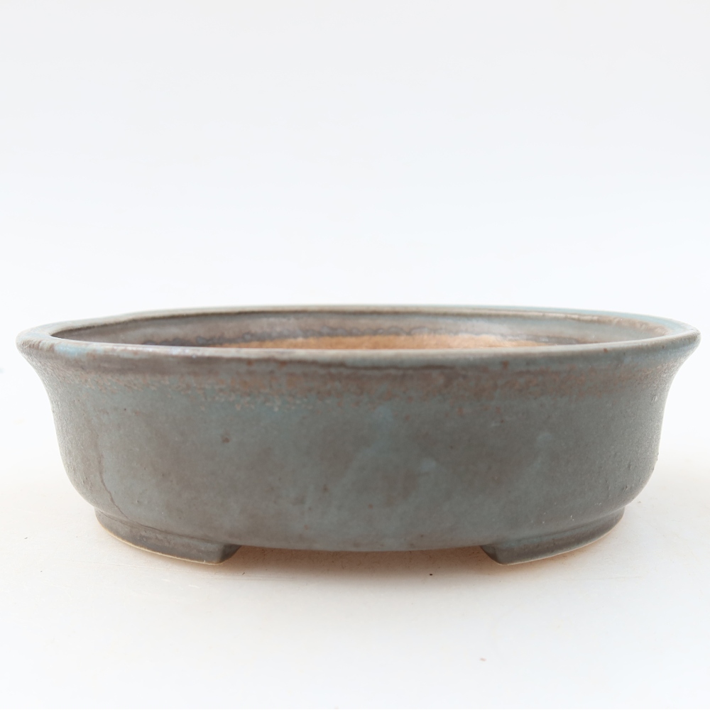 Ceramic bonsai pot, 12.5 x 11.5 x 3.5 cm, blue