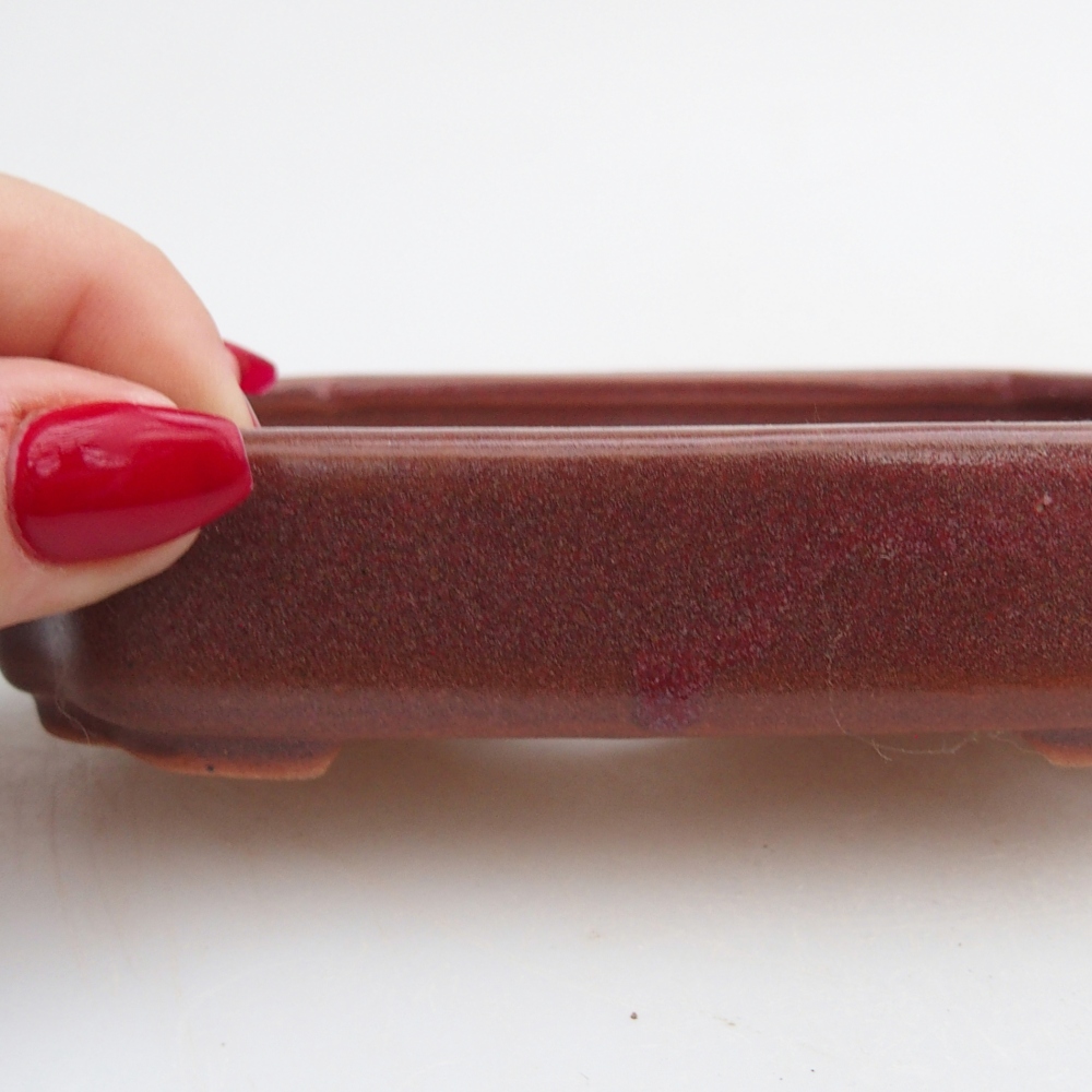 Ceramic bonsai bowl 13 x 9 x 3 cm, brown