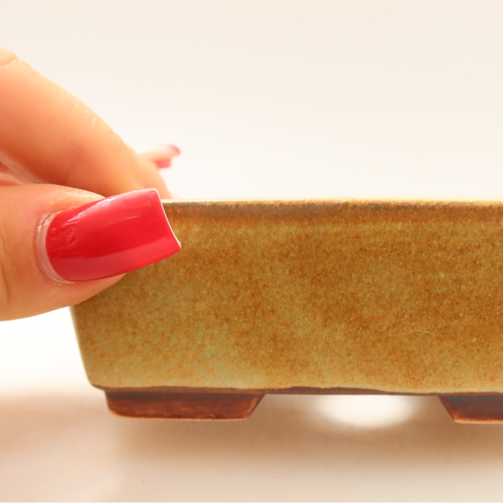 Ceramic bonsai pot, 10 x 8 x 3.5 cm, green