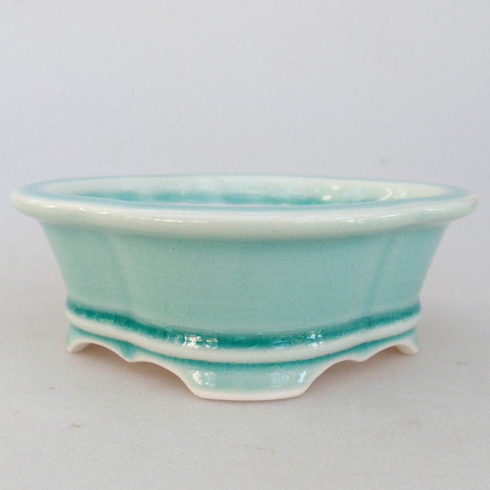 Ceramic bonsai bowl 13 x 12 x 5 cm, green