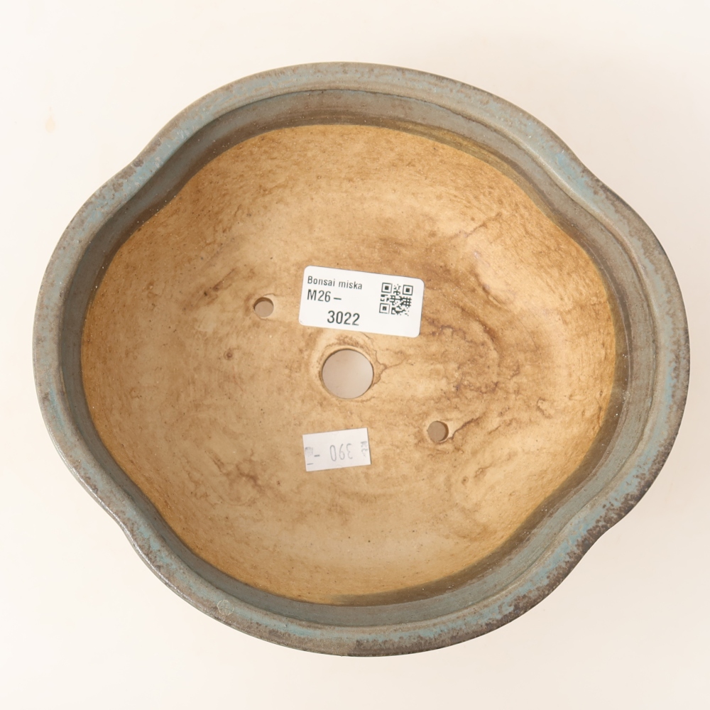 Ceramic bonsai pot, 18.5 x 16.5 x 6 cm, blue