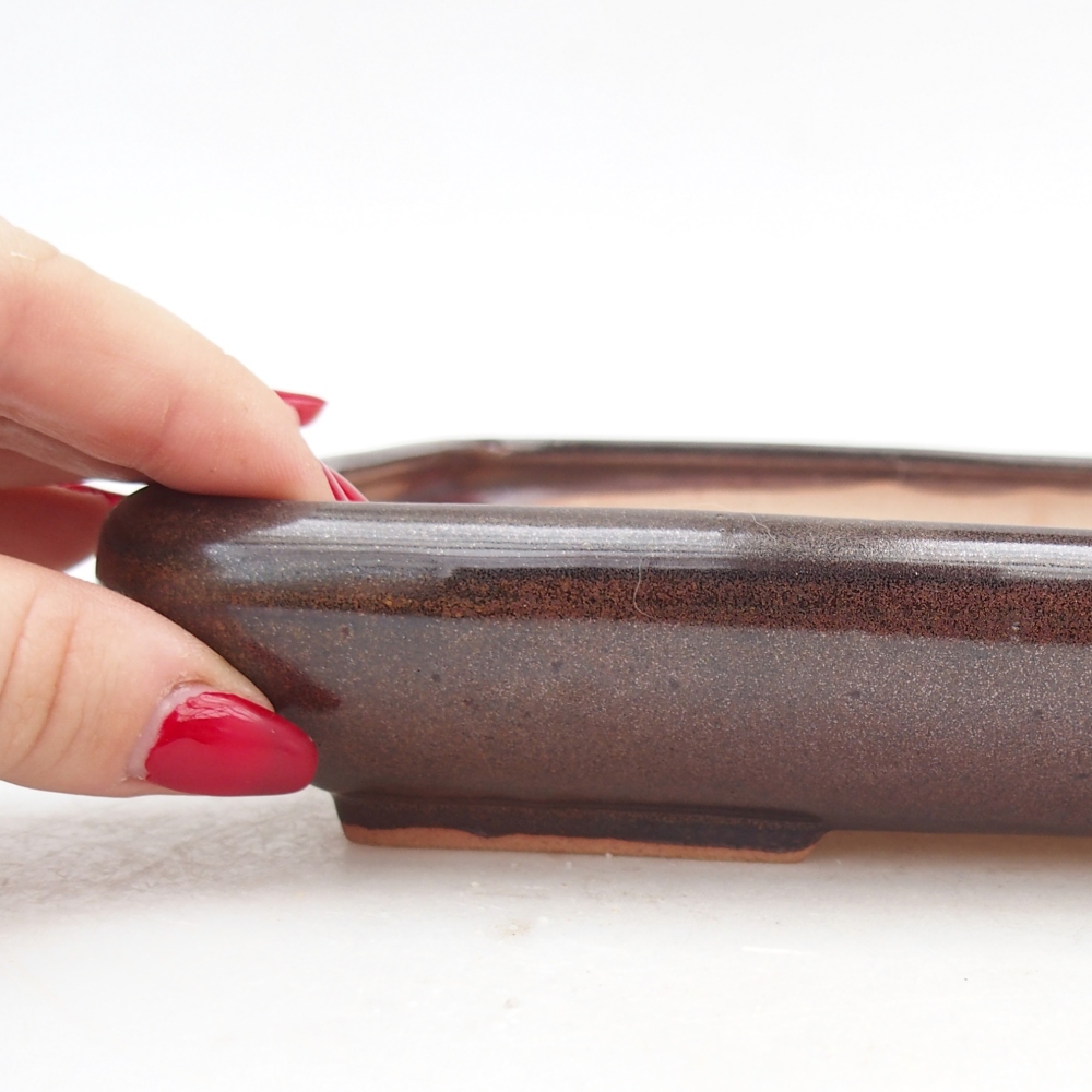 Ceramic bonsai bowl 24 x 17,5 x 4 cm, brown