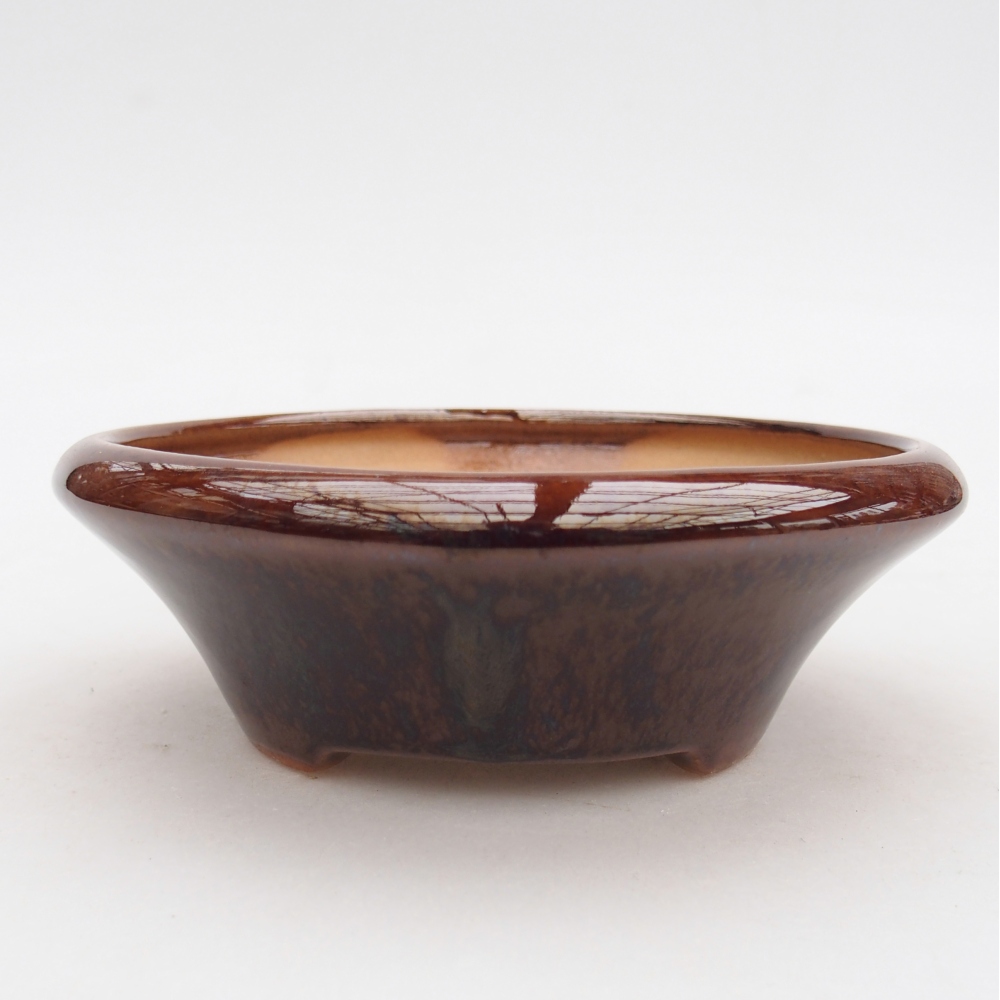 Ceramic bonsai bowl 13,5 x 13,5 x 5 cm, brown