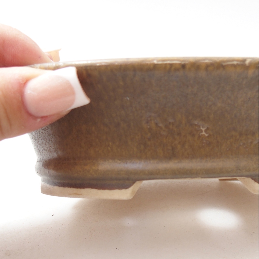 Ceramic bonsai bowl 14 x 12,5 x 4 cm, brown