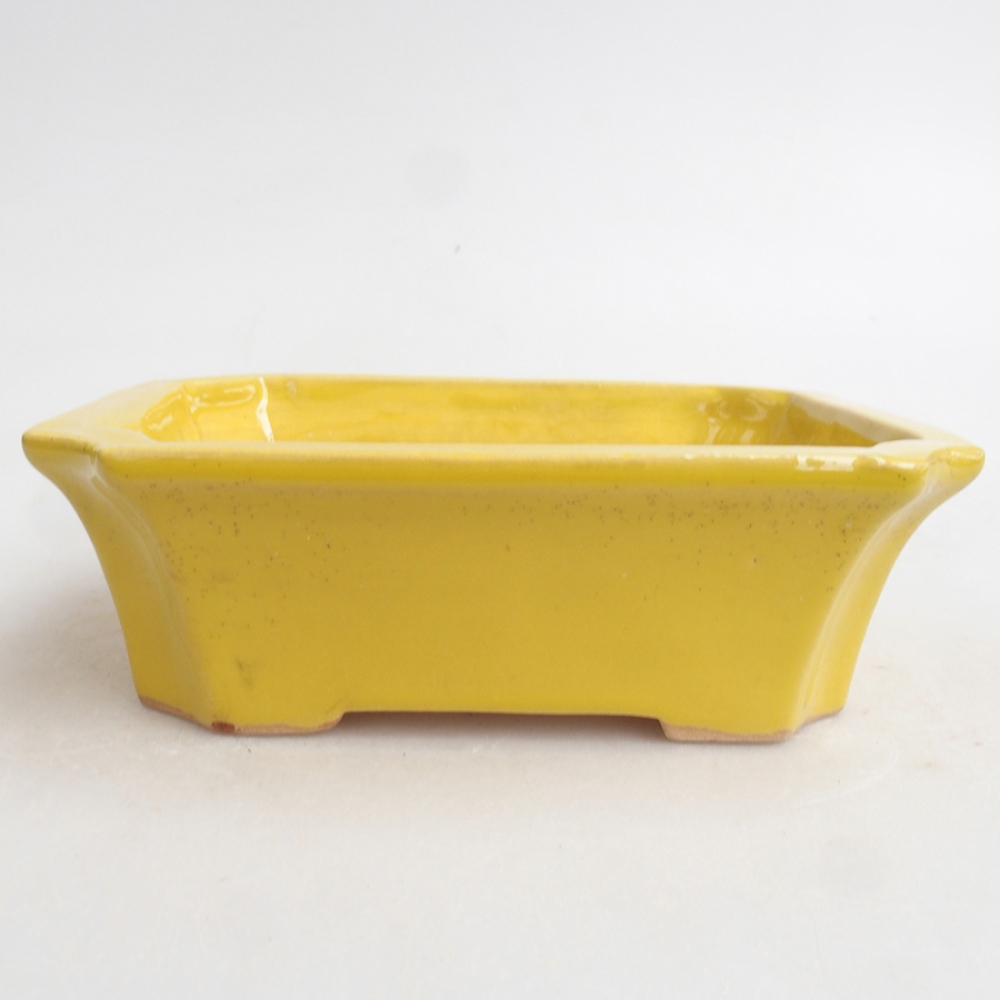 Ceramic bonsai bowl 13 x 10,5 x 4 cm, color yellow