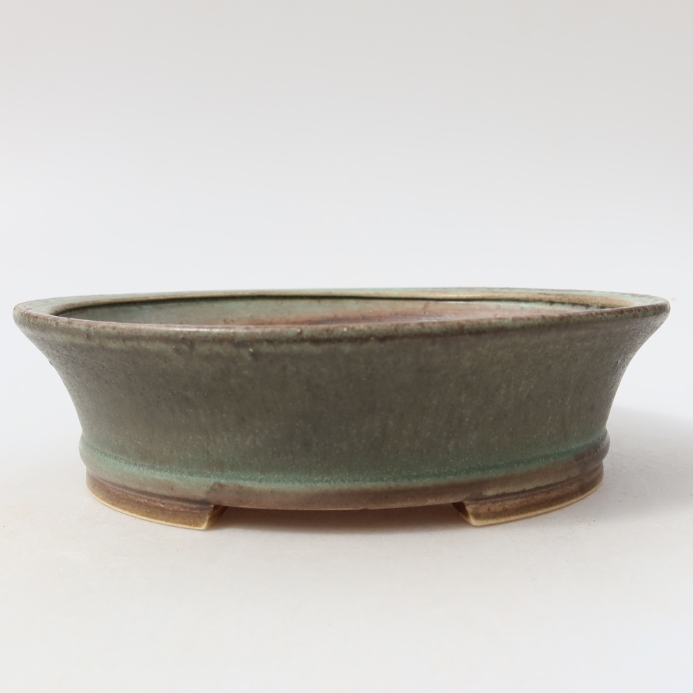 Ceramic bonsai pot, 17.5 x 16.5 x 5 cm, green