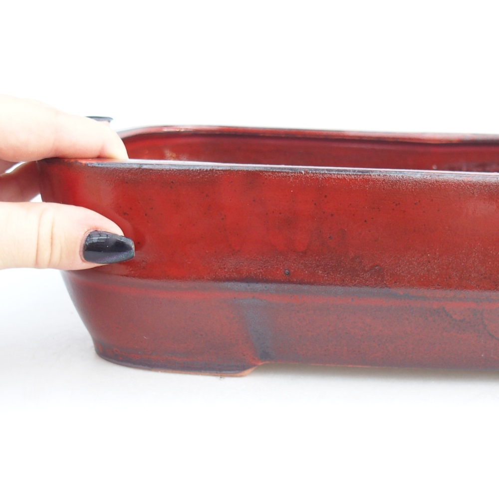Ceramic bonsai bowl 28,5 x 21 x 7,5 cm, colour red