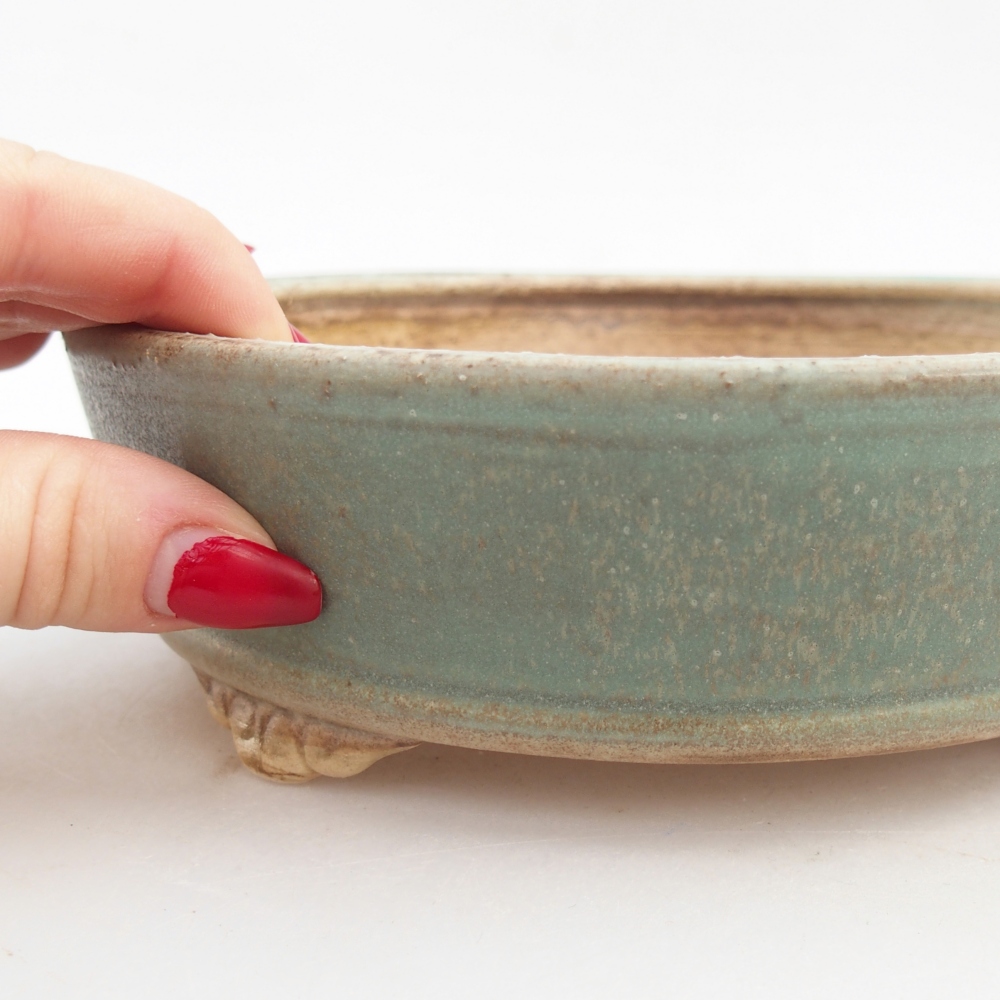 Ceramic bonsai bowl 18 x 18 x 5 cm, green