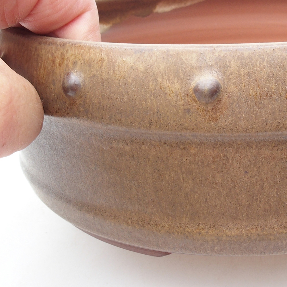 Ceramic bonsai bowl 19 x 19 x 7 cm, brown color