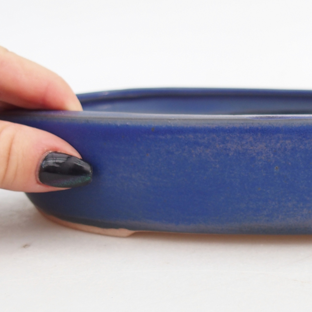 Ceramic bonsai bowl 22,5 x 17 x 4,5 cm, colour blue