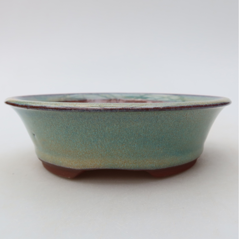 Ceramic bonsai pot, 14.5 x 14.5 x 4.5 cm, green