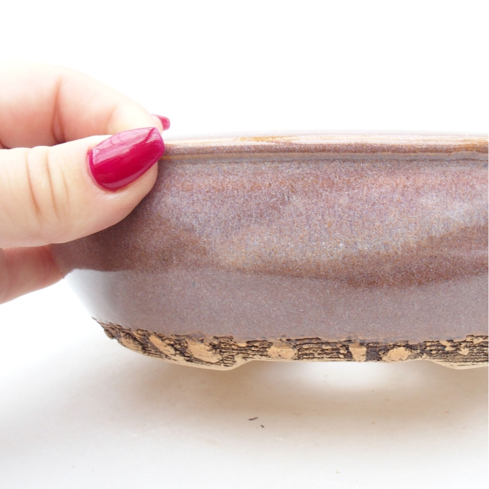 Ceramic bonsai bowl 18,5 x 18,5 x 5,5 cm, color pink