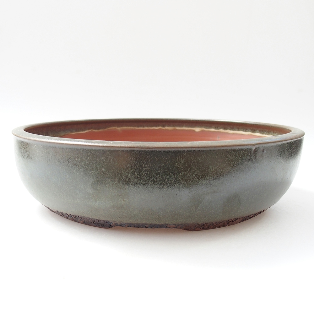 Ceramic bonsai bowl 25,5 x 25,5 x 6,5 cm, green