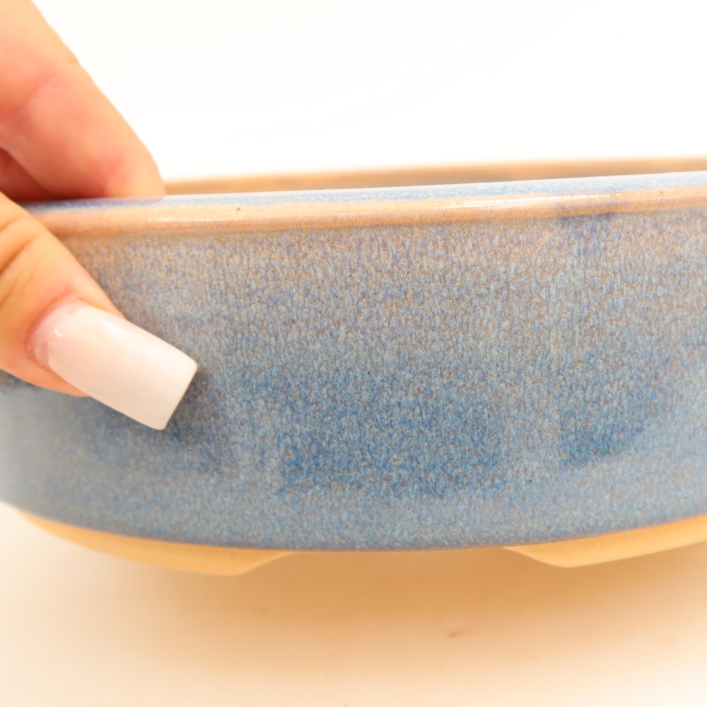 Ceramic bonsai pot, 22.5 x 22.5 x 6 cm, blue