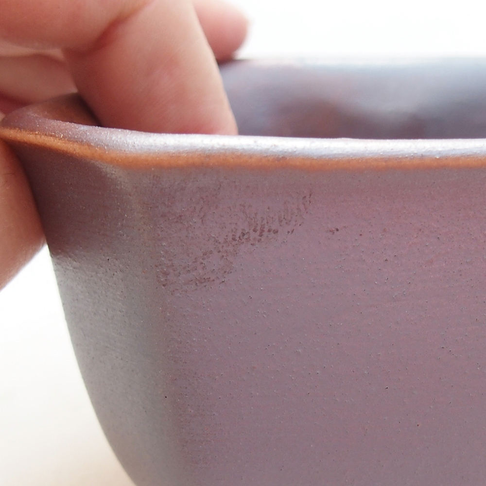 Ceramic bonsai bowl 10 x 10 x 6 cm, metal colour