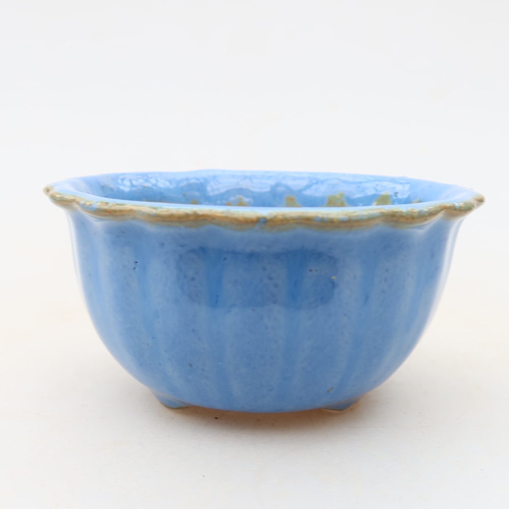 Ceramic bonsai pot, 7 x 7 x 4 cm, blue