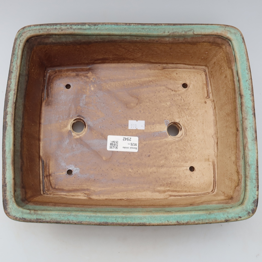 Ceramic bonsai pot, 29.5 x 24 x 8 cm, green